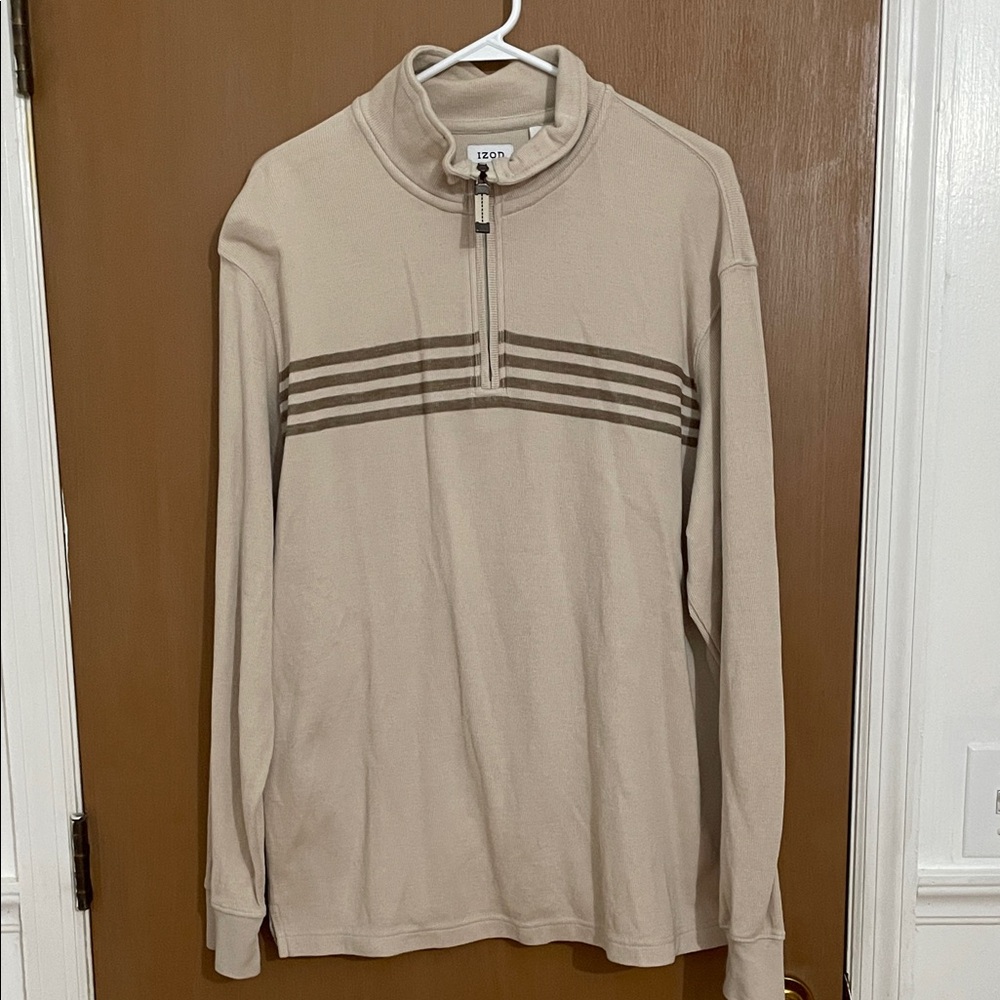Men's Tan IZOD Zip-Up Sweater